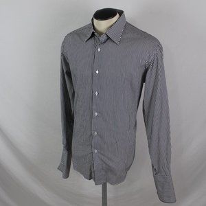 Z Zegna black & white striped shirt XL French cuff